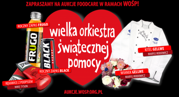 FoodCare zagra z Jurkiem Owsiakiem Styl życia, LIFESTYLE - FoodCare oraz należące do niej marki Black Energy Drink, Gellwe i Frugo po raz kolejny zagrają z WOŚP. Z inicjatywy FoodCare podczas finału wylicytowane zostaną rękawice bokserskie Mike’a Tysona,