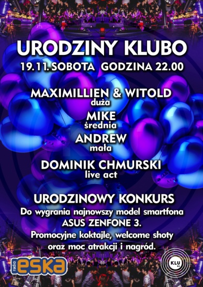 Urodziny KLUbo w nowej odsÅ‚onie! Celebruj sobotniÄ… noc w Warszawie Styl Å¼ycia, LIFESTYLE - JuÅ¼ dziÅ›, 19 listopada, o godzinie 22.00 ruszÄ…Urodziny KLUboâ€“ jednego z najbardziej kultowych klubÃ³w na imprezowej mapie Warszawy.