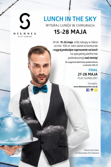 Wygraj lunch w chmurach z SCC BIZNES, Konsument - W dniach 15-28 maja Silesia City Center organizuje akcjÄ™ sprzedażowÄ…, w której wygrać można niezwykłą nagrodÄ™ – podwójne zaproszenie na „lunch in the skyâ€, czyli lunch serwowany na specjalnej platformie wyjeżdżajÄ…cej w chmury.